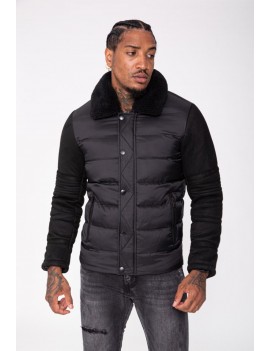 Veste doudoune matelassée bi matière pour homme - noir