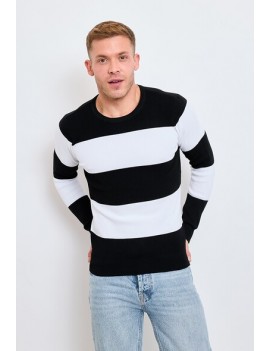 Pull bicolore en maille - manches longues pour homme