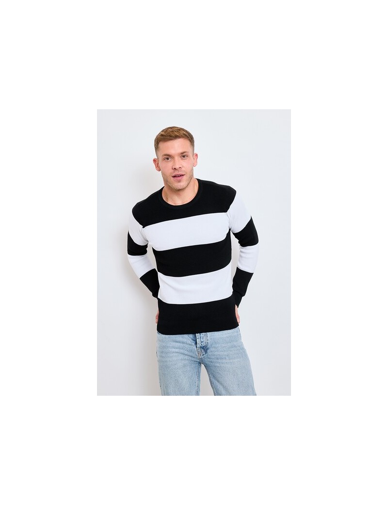 Pull bicolore en maille - manches longues pour homme
