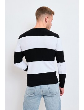 Pull bicolore en maille - manches longues pour homme