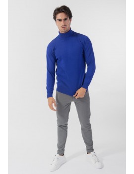 Pull col roulé bleu pour homme