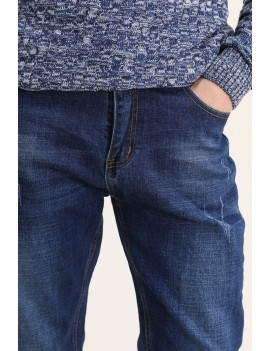 Pantalon jean délavé bleu pour homme