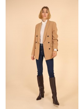 Veste Femme Blazer double boutonnage camel