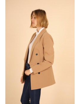 Veste Femme Blazer double boutonnage camel