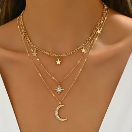 Collier superposé Plaqué Or 14K pour femme