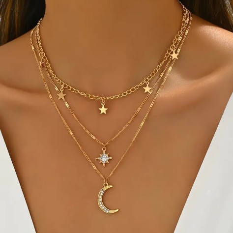 Collier superposé Plaqué Or 14K pour femme Collier superposé Plaqué Or 14K pour femme
