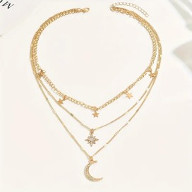 Collier superposé Plaqué Or 14K pour femme