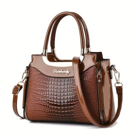 sac à bandoulière motif croco pour femme terre de sienne