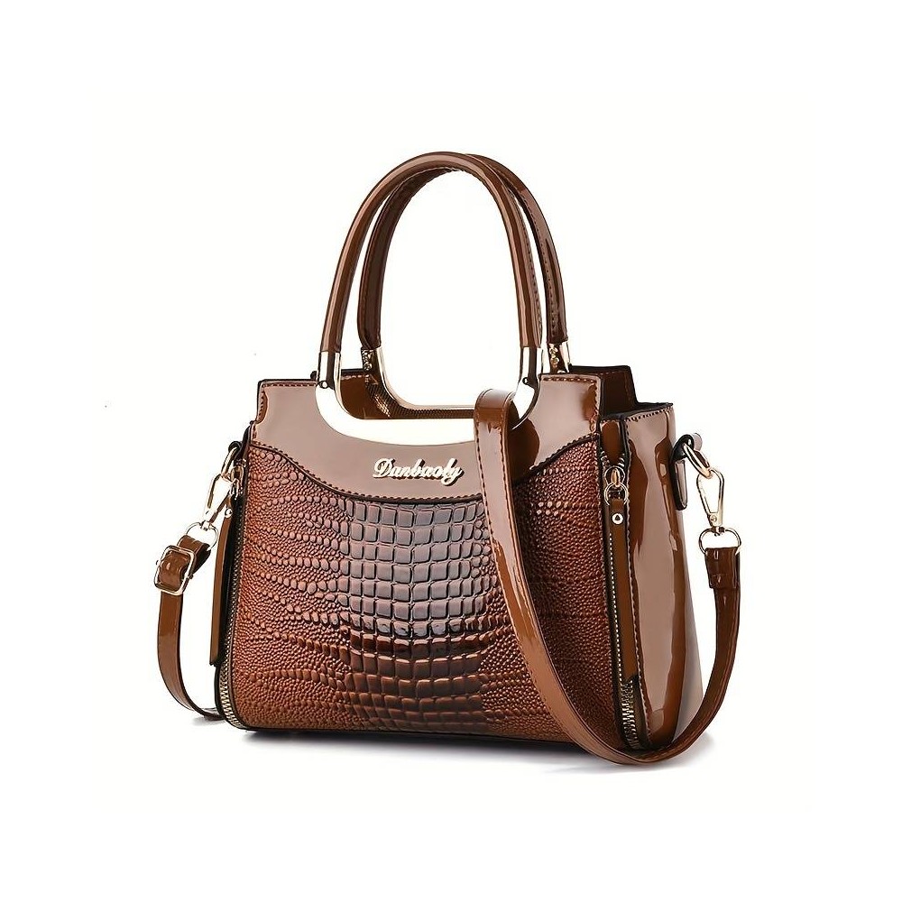 sac à bandoulière motif croco pour femme terre de sienne