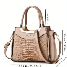 sac à bandoulière motif croco pour femme terre de sienne