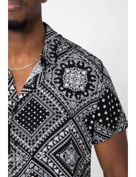 Chemise Homme Manches courtes- Imprimées graphiques noir et blanc