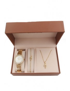 COFFRET MONTRE ET BIJOUX POUR FEMME (ACIER) doré