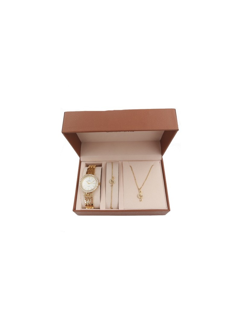 COFFRET MONTRE ET BIJOUX POUR FEMME (ACIER) doré
