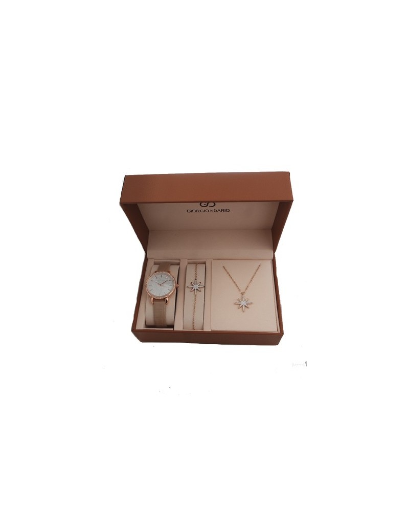 COFFRET MONTRE FEMME ET BIJOUX étoile (ACIER) cuivre