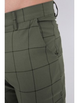 Pantalon à carreaux fenêtre kaki coupe coupe slim homme
