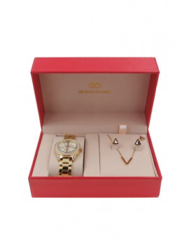 Coffret montre femme et bijoux lettre V ( acier) Doré
