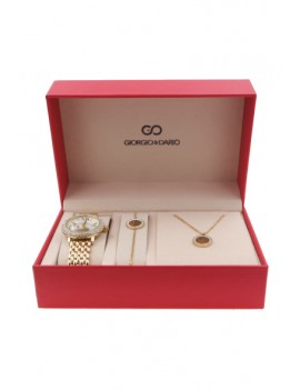 Coffret montre femme et bijoux arbre de vie (acier) Dorée