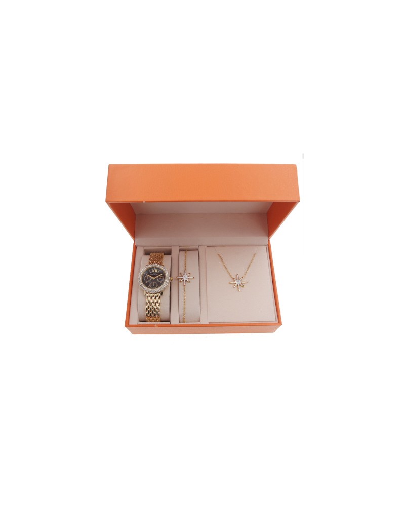 Coffret montre et bijoux étoile pour femme- dorée