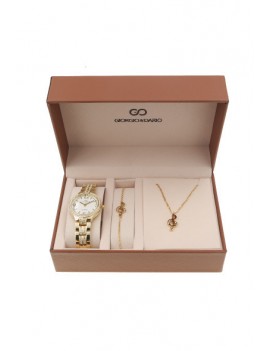 Coffret montre femme et bijoux solfège- (acier) Doré