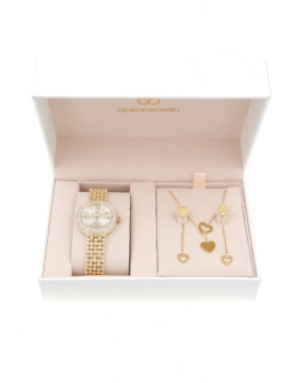 coffret montre femme et bijoux cœur (acier) doré