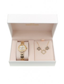 Coffret montre femme et bijoux-losange couleur or