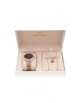 Coffret montre femme et bijoux cœur couleur cuivre