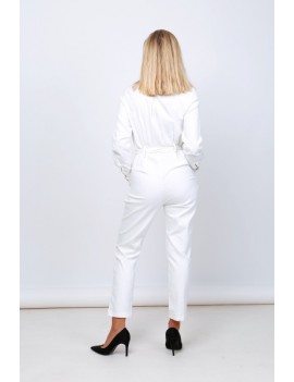 Combinaison pantalon manches longues femme- Blanc