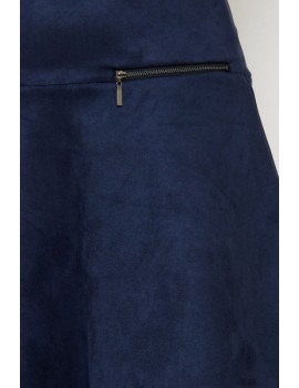 Jupe Suédine coupe trapèze- bleu marine