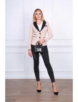 Veste Blazer pour femme- bi matière- beige