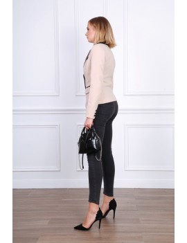 Veste Blazer pour femme- bi matière- beige