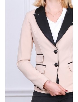 Veste Blazer pour femme- bi matière- beige