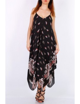 Robe Longue Asymétrique - Noir - Femme Grande Taille