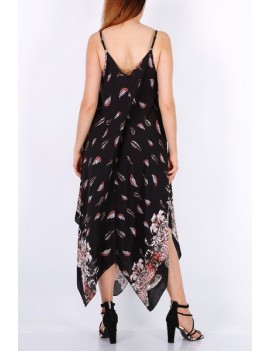 Robe Longue Asymétrique - Noir - Femme Grande Taille