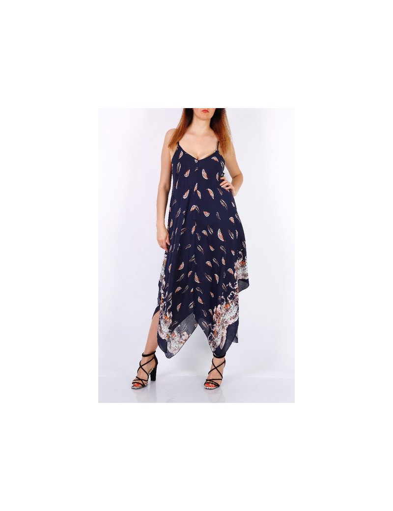 Robe Longue Asymétrique - Bleu marine - Grande Taille