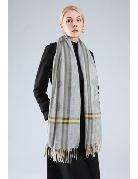 ÉCHARPE AVEC MOTIFS- GRIS