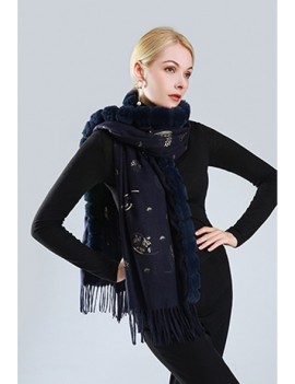 ÉCHARPE AVEC MOTIFS- BLEU MARINE