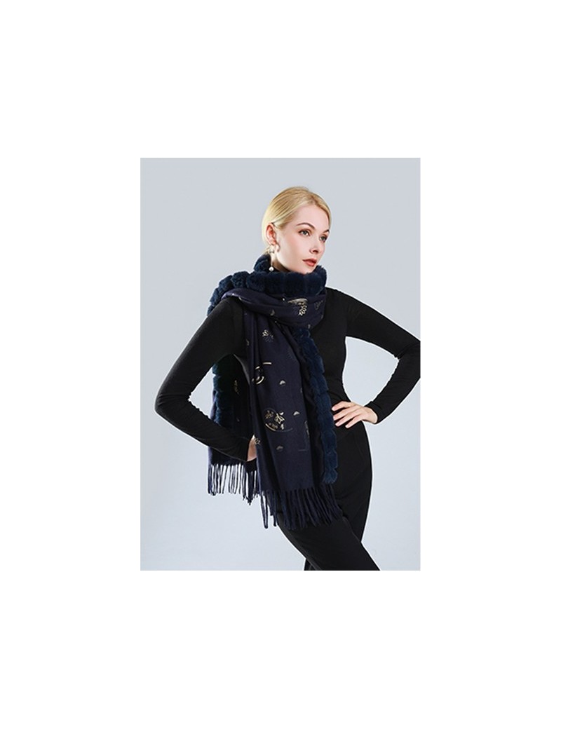 ÉCHARPE AVEC MOTIFS- BLEU MARINE