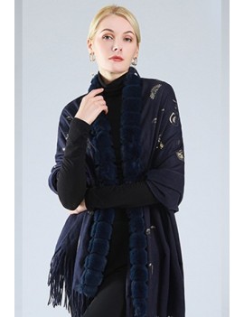 ÉCHARPE AVEC MOTIFS- BLEU MARINE