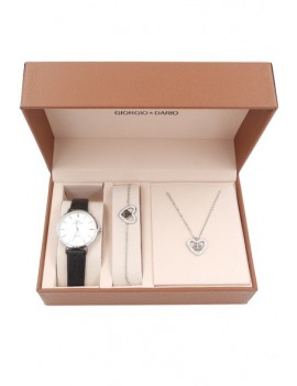 Coffret montre femme et bijoux cœur- argentée