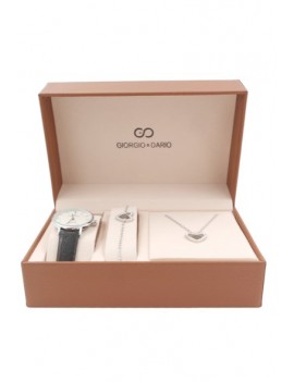 Coffret montre femme et bijoux cœur- argentée