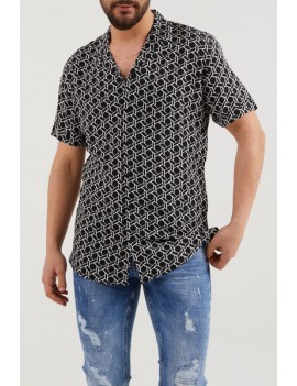 Chemise homme manches courtes - imprimées noir-blanc