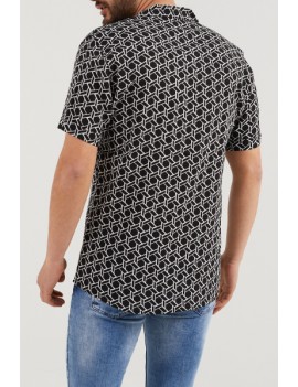 Chemise homme manches courtes - imprimées noir-blanc