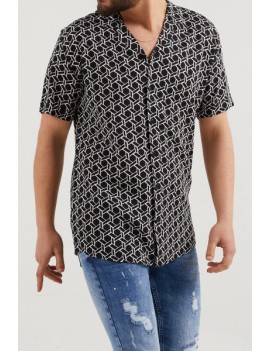 Chemise homme manches courtes - imprimées noir-blanc