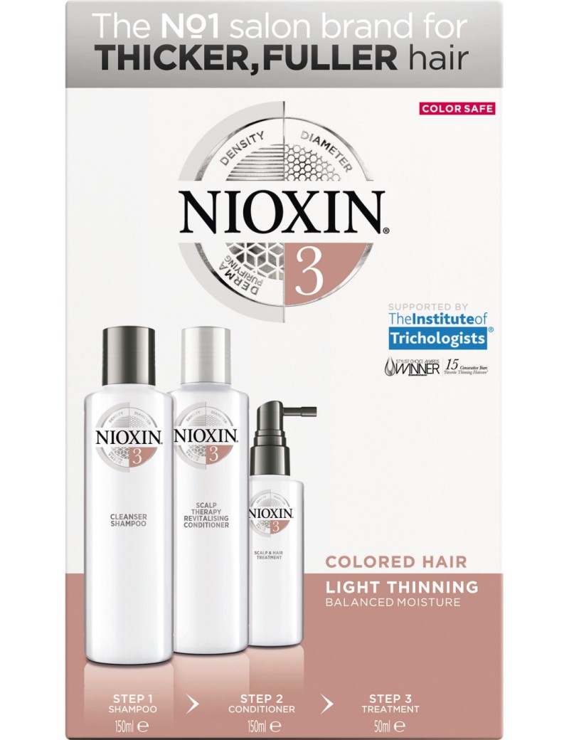 Kit Soin Nioxin N°3 Cheveux fins et colorés légèrement clairsemés