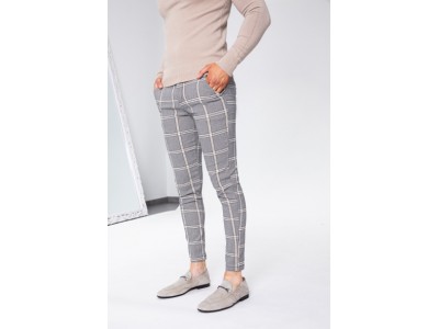 Pantalon homme a outlet carreau gris