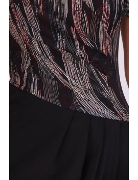 Robe enveloppe asymétrique courte- imprimé bicolore