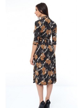 Robe portefeuille mi-longue- manches 3/4- imprimé floral