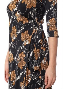 Robe portefeuille mi-longue- manches 3/4- imprimé floral