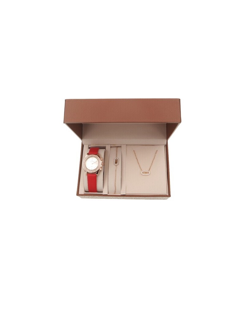 Coffret montre et bijoux pour femme- Chiffres Romains- couleur Cuivre