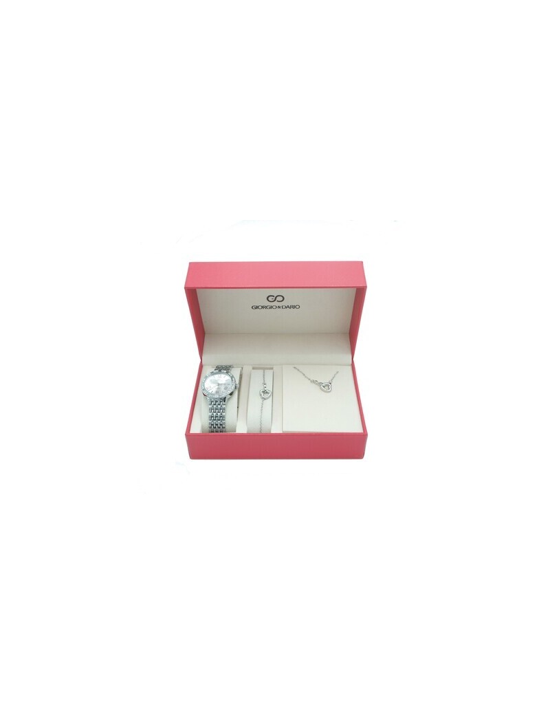 Coffret montre et bijoux forme cœur pour femme- couleur Argent